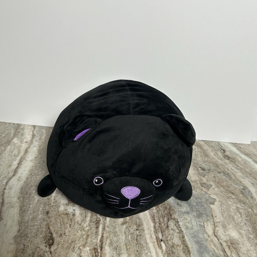 Linzy Smoochy Pals Black Cat Purple Tummy 16in Plush Halloween Stuffed Animal